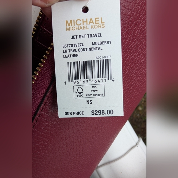 NWT Michael Kors Jet Set Travel Large Continental Leather Wallet Mulberry - Picture 7 of 9